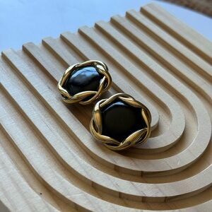 Vintage Nina Ricci Clip-On Earrings – Gold & Black